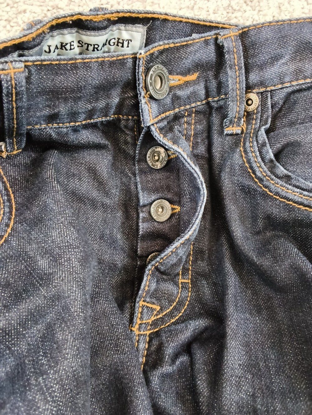 BKE Jake Straight Jeans Mens 33R Dark Blue Wash Denim Button Fly - Picture 6 of 6